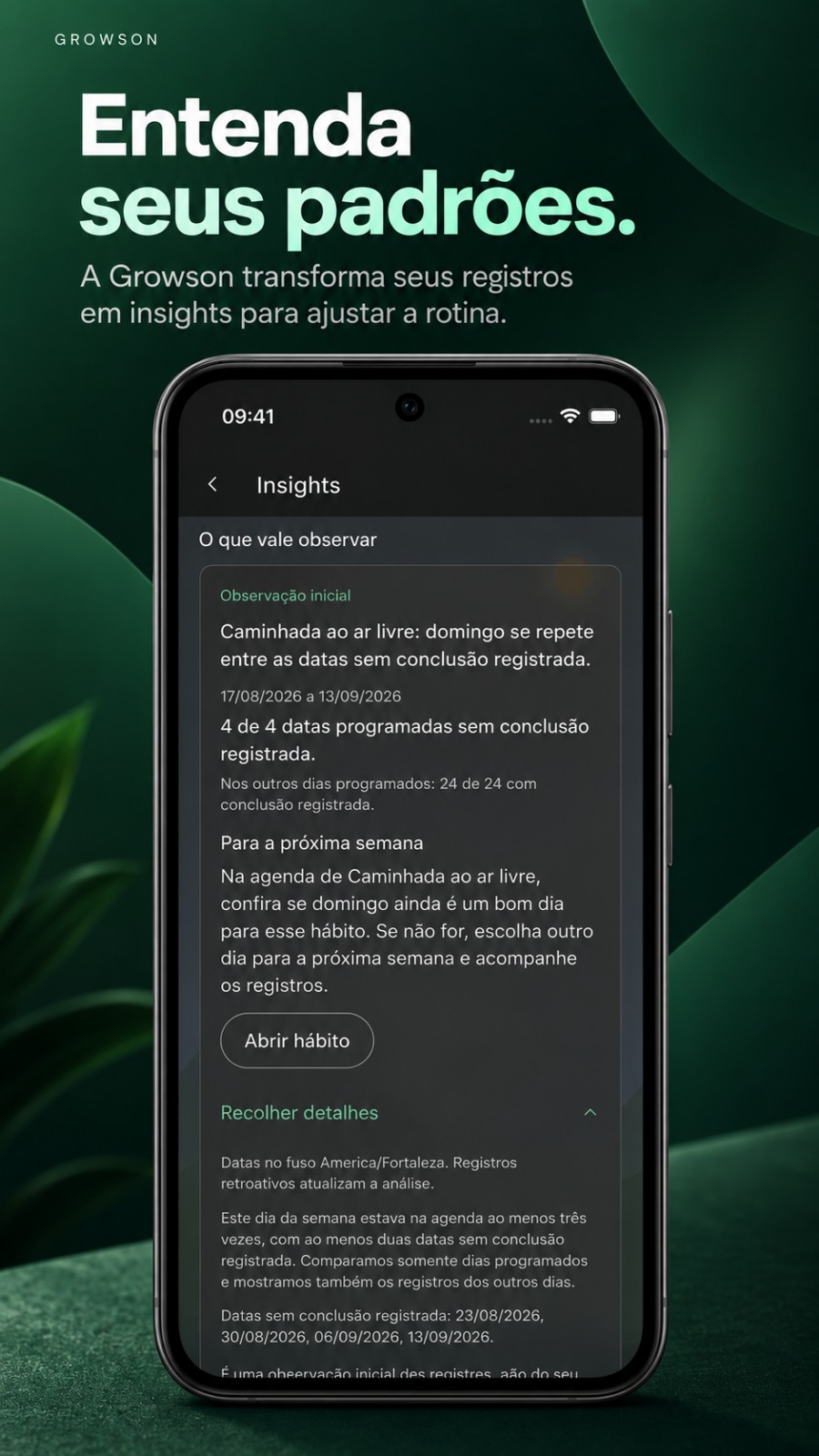 Arte do Growson com um insight aprofundado sobre a frequência de caminhada.